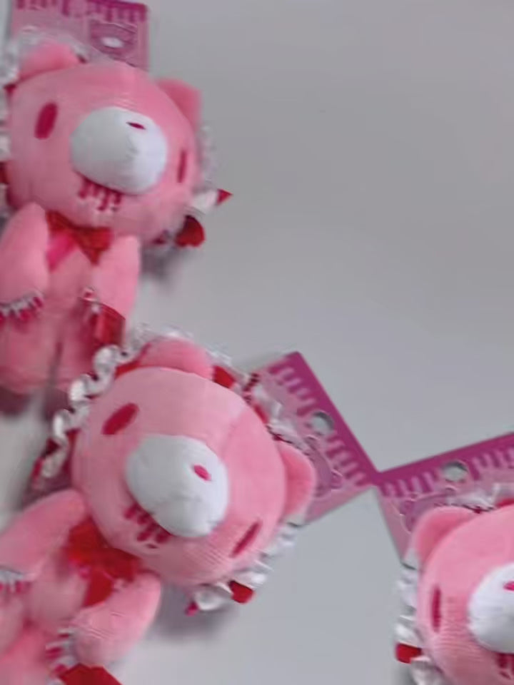 Gloomy Bear Frill Bonnet Plush Keychain – Cute Pink Bear Bag Charm