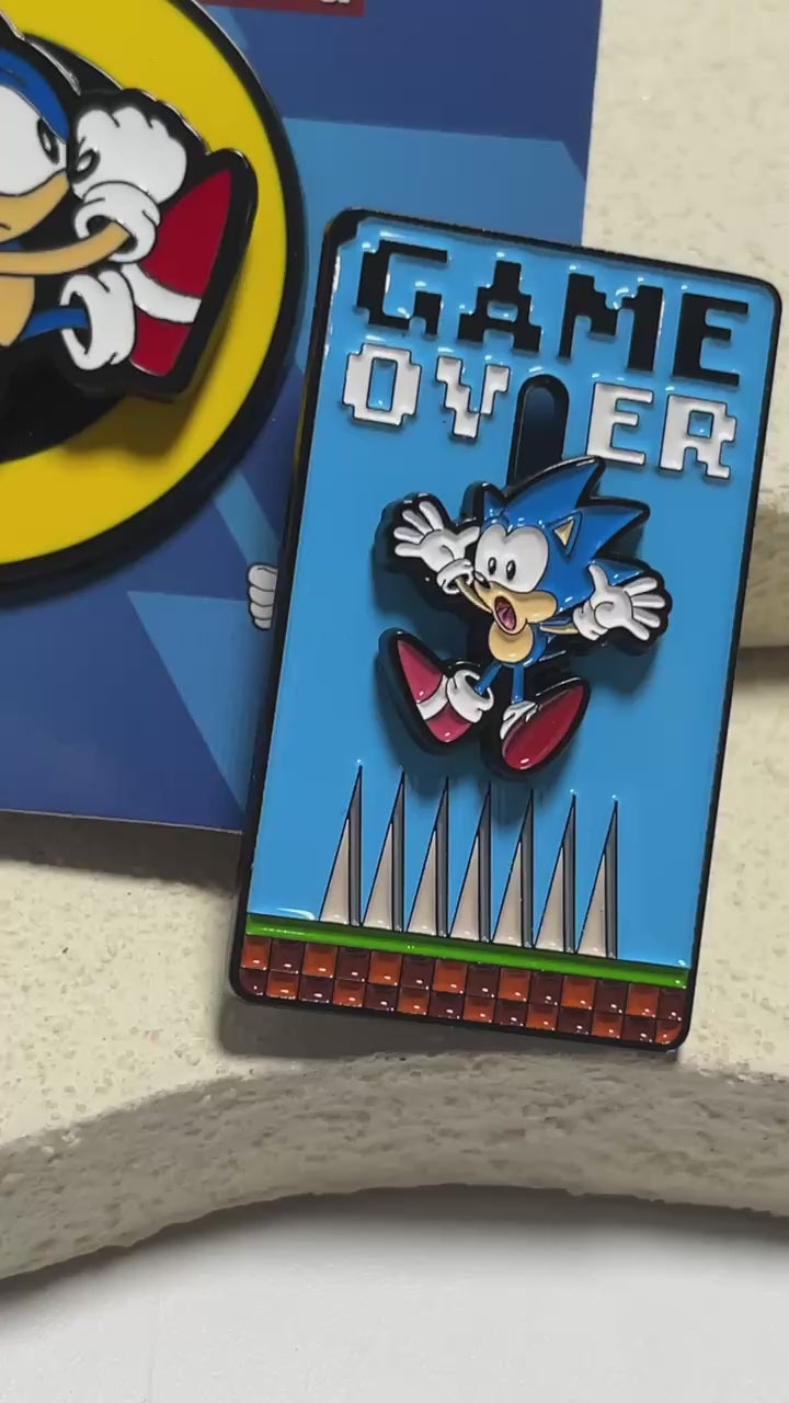 Sonic the Hedgehog "Game Over" Sliding Enamel Pin – Interactive Sonic Collectible Badge